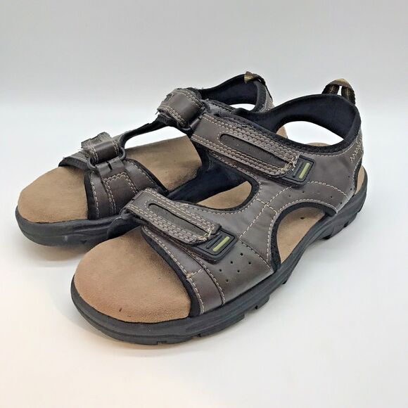 Thom McAn Daniel MemoTech  Sandals Men’s 9 Dark Brown & Black Beach Sport Shoes - Picture 1 of 12